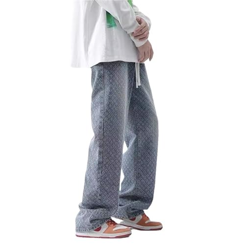 Loose Fit Jeans for Men Elastic Waist Jeans for Men Baggy Hip Hop Straight Work Pants Y2k Streetwear4