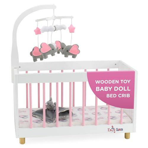 Emily Rose 18-inch Doll Bed Set with Bedding & Mobile