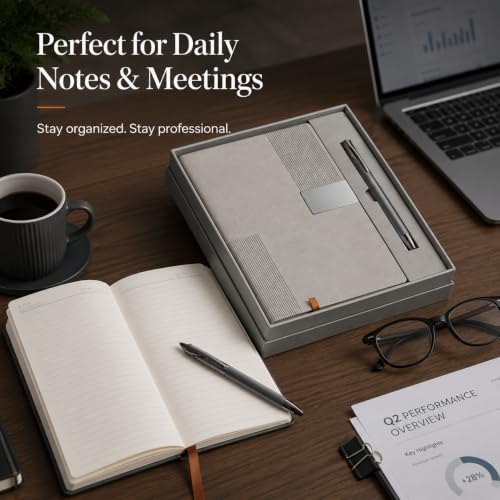 Image of Teak Wood Customized Diary With Pen - 2 in 1 Combo for Corporate Gifts Ideas, Office Diary With Name - Ideal Corporate Gifts for Employees, Premium Dirayi Pen Combo for CorporateGifts Grey Colour
