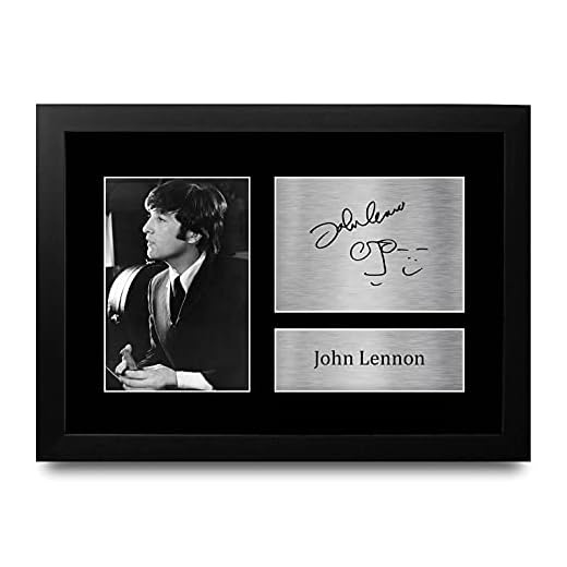 HWC Trading John Lennon De Los Beatles Regalos Imagen Impresa De Autógrafos Don para La Música Entusiastas Firmado - Enmarcada A4