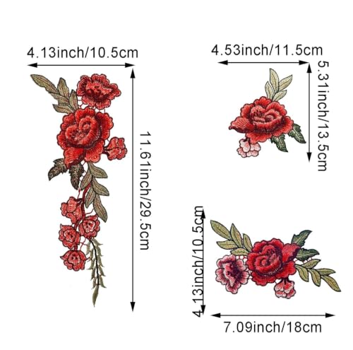 figurine 6 Pcs Red Rose Embroidery Patches for Clothing, Sew-On - Image 6