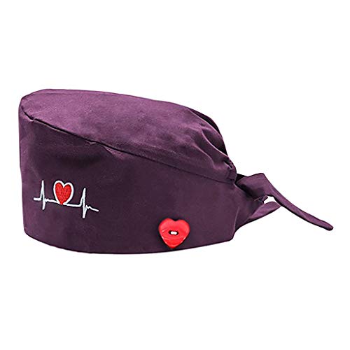 riou Gorro Quirúrgico Algodón Corazón Estampado Gorro Médico Enfermera Gorro de Quirófano Ajustable Gorro de Cirugía Gorro de Trabajo Cover
