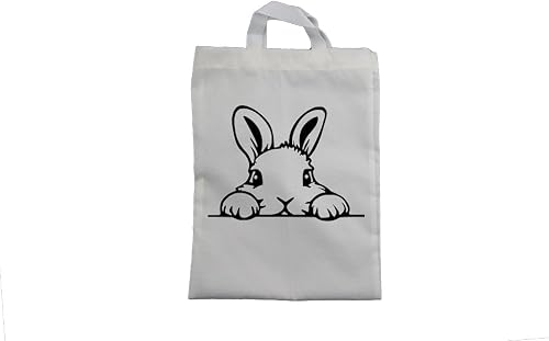 Kids Peeking Bunny Cotton White Easter Bag