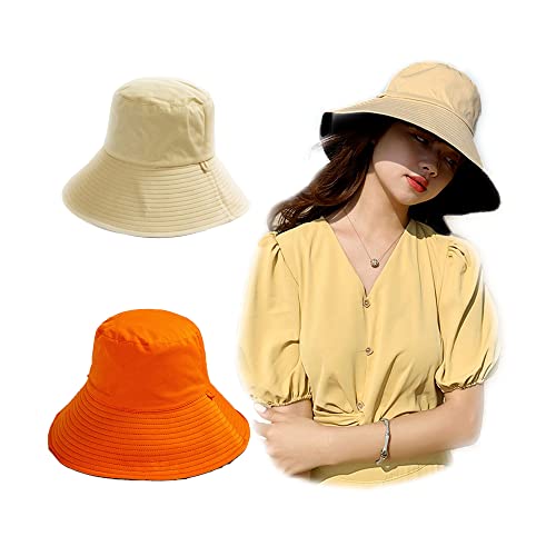 WSNDM 2 Pcs Sombrero del Pescador Reversible Plegable, Redondo Sombreros De Pesca Mujeres Hombres Actividades, Bucket Hat Al Aire Libre Visera para Senderismo Camping Y Playa 55-59cm Cover