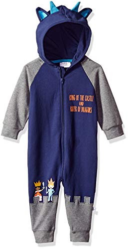 Rosie Pope Kids' Toddler Baby Infant Boys Hooded Zip Up Romper, Ruler of Dragons, 24M