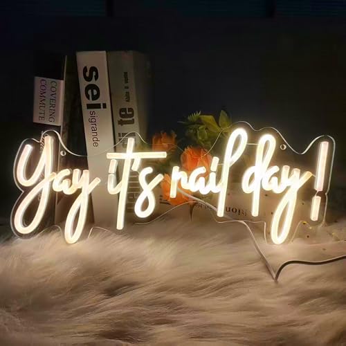 Image of Yay It's Nail Day Neon Sign for Wall Decor 16.5x6.3In | Dimmable Neon Sign for Home Shop Spa Beauty Nails Cosmetic Salon Wall Decor,Nail Room Decor Acessory,USB Powered