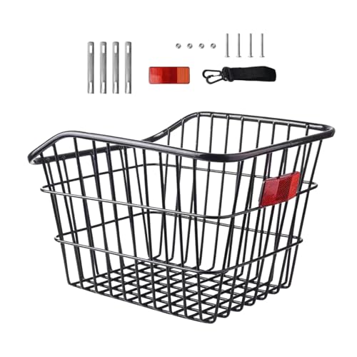 バイクバスケット - 自転車バスケット | 取り外し可能なライナーバッグ | リア自転車カーゴキャリア | 金属製大型頑丈なリアバイクホルダー | リアサイクリングコンテナ | バッグバックパック用収納バスケット