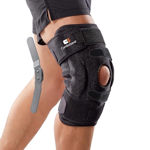 Comforband Adjustable Hinged Knee Brace, with Dual Side Polycentric Hinges – Stabilizing Knee Brace for ACL PCL MCL Ligament Injuries, Meniscus Tear, Arthritis, Surgery Recovery (L/XL)