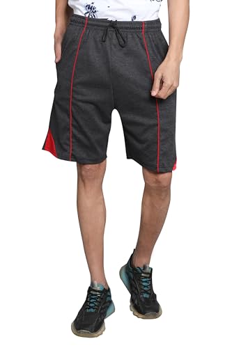 Image of Particle Men's Plus Size Hosiery Corduroy Cotton Bermuda Shorts | 230 GSM Ribbed Fabric | Big Size Casual Half Pants with Pockets for Walking, Gym & Lounge (XL-5XL)
