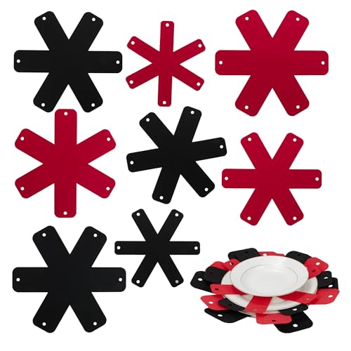 Savina Pot & Pan Protectors - Big Different Sizes (16\" 15\" 14\" 12\") - Set of 8 - Material Felt, Cookware Protectors, Keep Kitchenware of Scratches and Avoid Clatter, Divider Pads