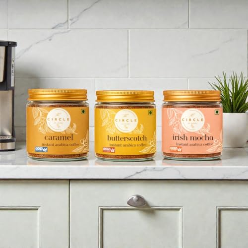 Image of The Circle Of Aroma Signature Instant Coffee|100% Arabica|Rich Aroma|No Added Sugar|Combo Of 3|Irishmocha, Butterscotch & Caramel|50g(25 Cups) Each Flavour|Enjoy Hot /Cold
