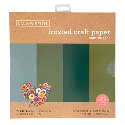 Lia Griffith Mattiertes Bastelpapier, 30,5 x 30,5 cm, Konifer-Packung, 20 Blatt