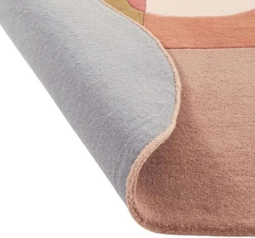 Image of Irregular Shape Handmade Woolen Carpet Pink Colour Size 4x6 feet