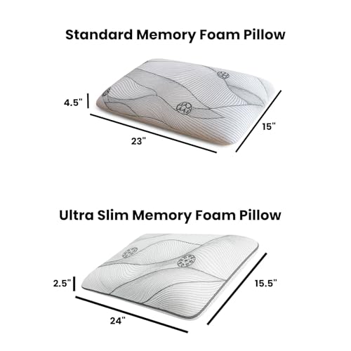 Image of Sove Ultra Slim Memory Foam Pillow | Set of 2 | Size 2.5x23x15 Inch | for Low Height Sleep | Slim Profile | Neck Support Pillow | Lightweight, Portable & Travel Friendly | Thin Pillow
