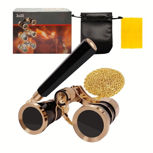 3X25 Opera Glasses Theater Binoculars with Adjustable Handle & Chain, Small Elegant Glasses for Adults Women...