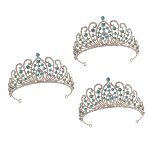 Couronne mariage baroque anti-glisse diadème bleu ciel 3pcs