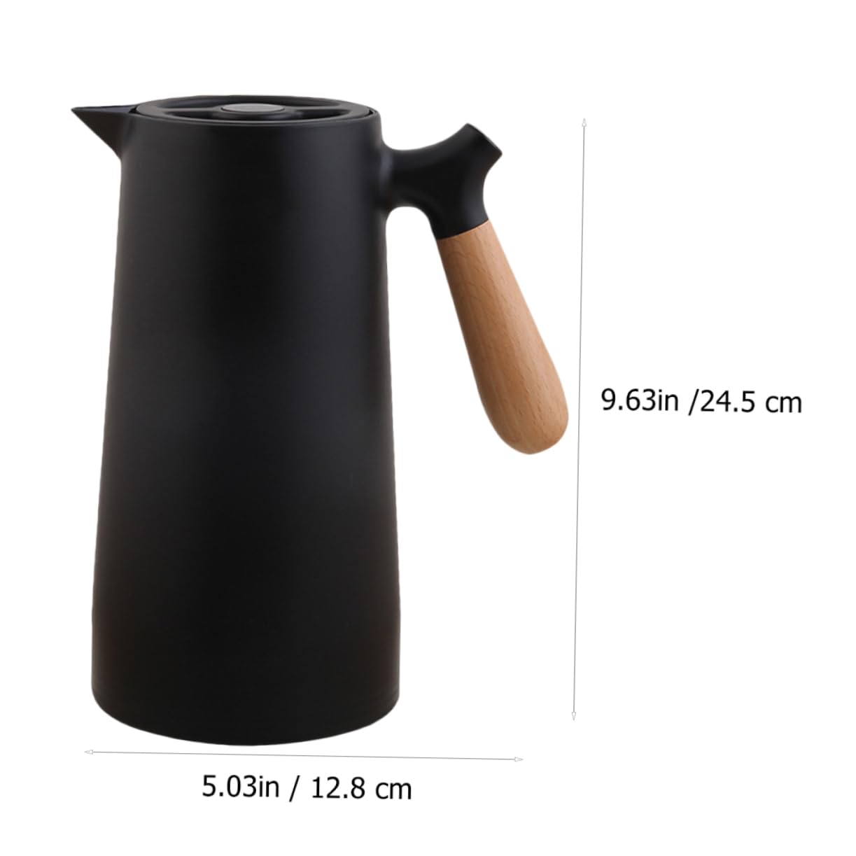 1-liter Thermoskanne mit Holzgriff, Schwarze Warmhalteflasche