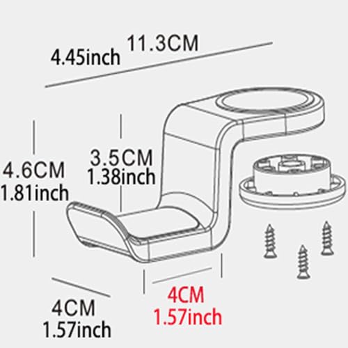 Soporte para auriculares bajo el escritorio, gancho giratorio de 360° ajustable, ligero, fabricado en nailon reforzado con fibra, para escritorio y mesa, ideal para estudiantes, con capacidad de 50 lb y fijación mediante tornillos miniatura 2