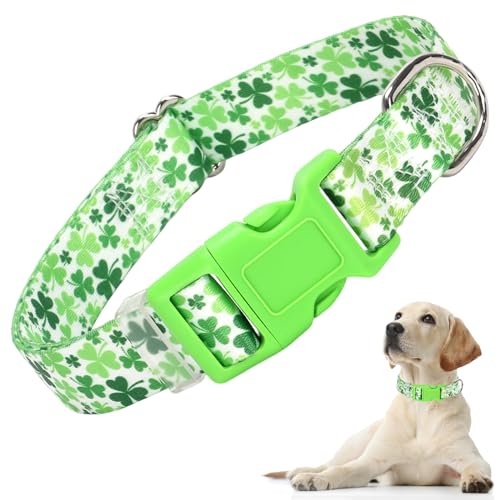 Shamrock Small Dog Collar – Irish Green, Adjustable Nylon