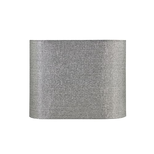 Image of Aspen Creative 37002 Contemporary Oval Hardback Shaped Spider Construction Lamp Shade in Sliver Grey, 13 1 /2 inch wide (8 inch + 13 1 /2 inch) x (8 inch + 13 1 /2 inch) x 10 1 /2 inch
