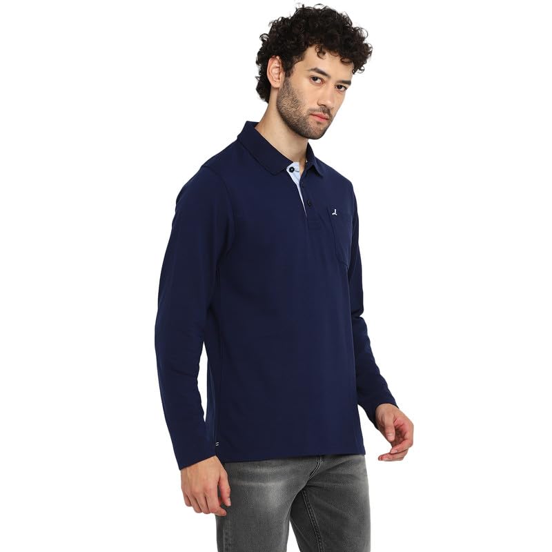 Image of AMERICAN CREW Men's Cotton-Poly Regular Full Sleeve Polo T-Shirt with Pocket