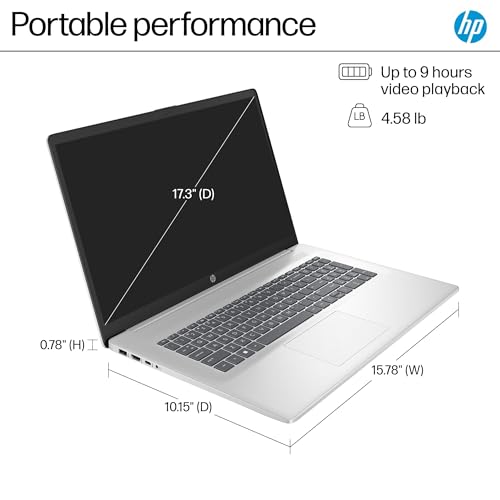 Image of HP 17 Touchscreen Laptop (17.3 inch HD+, 32GB RAM, 1TB SSD, AMD Ryzen 5 7430U (> Intel i5-1334U)), Webcam, Long Battery Life, Fast Charge, Numeric Pad, Win 11 Home w / Copilot, Business & Student