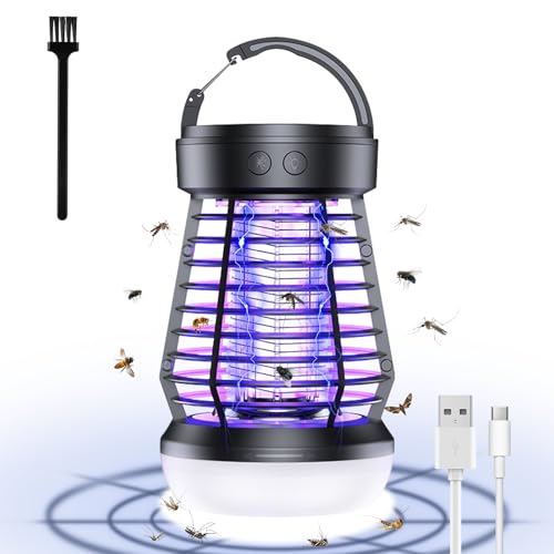 AOOWU Lámpara Antimosquitos Electrico, 2 en 1 Mata Mosquitos con Cubierta Protectora, UV LED Lámpara para Mosquitos Ilumina y Mata Insectos Voladore, Lampara Mosquitos para Interior Exterior y Jardín