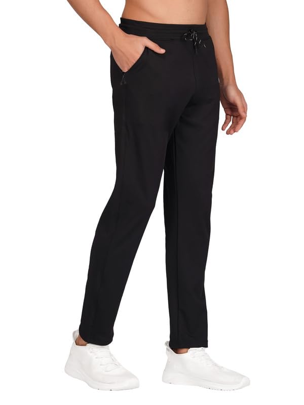 SYFKO Men’s Regular Fit Lycra Sports Track Pants with Side Zipper Pockets – Comfortable & Durable Activewear