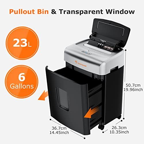 Bonsaii 110-Sheet Auto Feed Paper Shredder for Office, 30 Mins Micro Cut Heavy Duty Paper Shredder, Manual 12-Sheet Home Office Credit Card Shredder with 4 Casters, 23L Bin(C233-B)