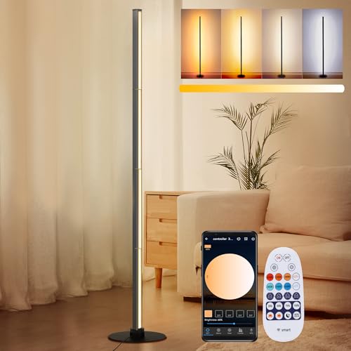 YOSION LED Modern Metal Floor Lamp, Color Changing Standing Lamp,...
