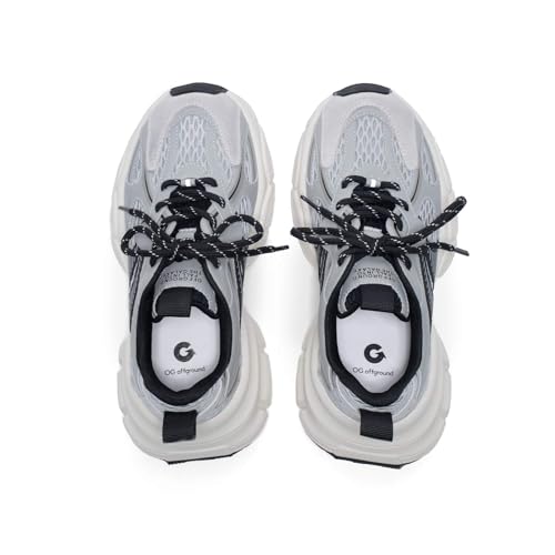 Womens Chunky Sneakers, Fashion Comfortable Round-Toe Sneakers for Women, Leather Lace Up Casual Platform Shoes, Comfortable Tennis Runnig Shoes2