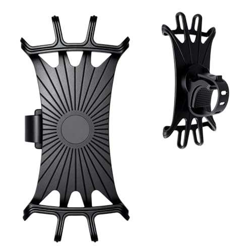 Smbxjer Soporte para teléfono de Bicicleta, Soporte Movil Moto, Soporte Desmontable, Soporte Universal Giratorio a 360,Soporte Desmontable,Ajustable Silicona 4.5"-6.5", Negro