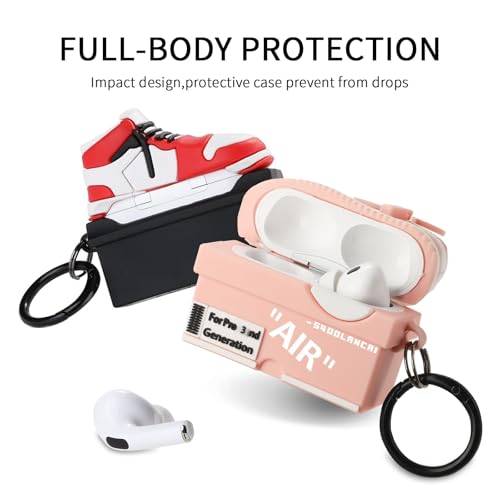 Image of [2Pack] Compatible Airpods Pro 3 Case (2025),3D Cute Cartoon Shoe Box Soft Silicone Protective Cases for Apple AirPods Pro 3rd Generation Case,Airpod Pro 3 Cover with Keychain for Women Men,Red+Pink