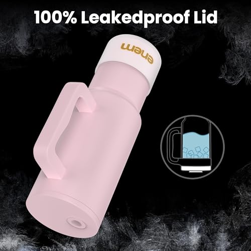Image of enem Tumbler, Rose Whisper, Tumbler with Metal Straw, Sipper, with Lid Leak Proof, 1 Metal Ice Cube, 1 Copper Spring (Tamba), Base Protector, Mug Travel, 1.2L