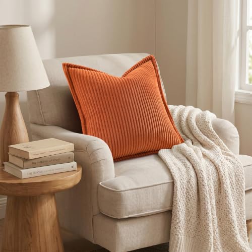 Mecatny Corduroy Fall Throw Pillow Covers 20x20 Set of 2 Burnt Orange by Mecatny - Used condition - Image 5