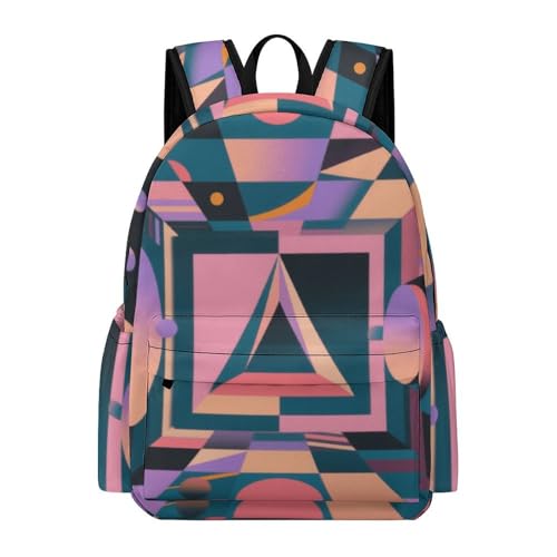 Geometric Illusion Printed Backpack Water-Resistant Pack Bulk Backpack Lightweight Travel Backpack
