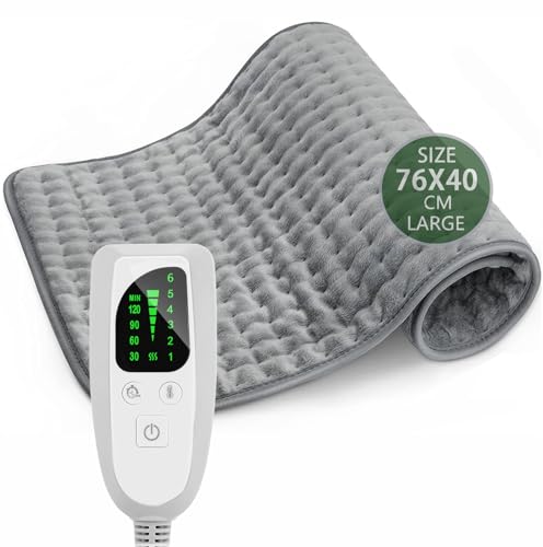 BIUTEE Manta Electrica 76 x 40 cm, Almohadilla Eléctrica con Función de Temporizador, Esterilla Eléctrica para Espalda, Cuello, Hombros y Vientre, 6 Niveles de Ajuste de Temperatura
