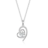 HUACAI Diary 925 Sterling Silver Heart Necklace for Women with Moissanite Diamond Pendant, Fashion Anniversary or Birthday Gift for Wife, Luxury Jewelry for Ladies Mom Girlfriend Girls
