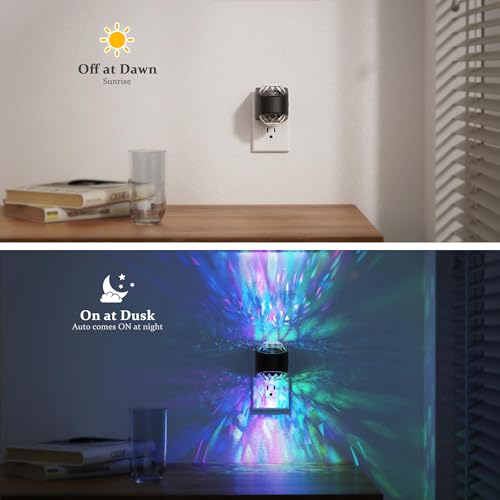 Image of JandCase Night Lights Plug into Wall,2 Pack Star Projector RGB Night Light with 9 Color Change, Automatic Galaxy Nightlight Plug in with Light Sensor for Bathroom Hallway Room Decor