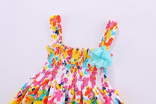 Mud Kingdom Smocked Girls Floral Dress Slip Sundress Sleeveless Cute Printing Cotton Summer2