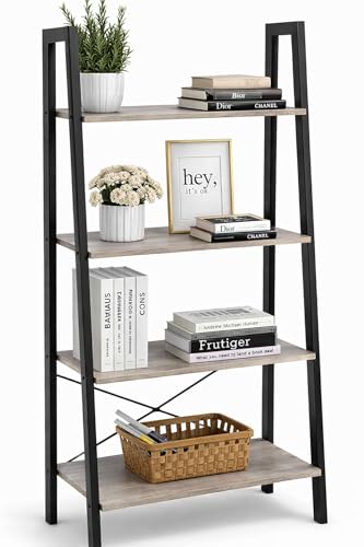Consejos para Comprar Librero de Escalera los más recomendados. 44 Bluelander Estante Organizador de 4 Niveles, Estanteria de Escalera 147×60×36 cm, Librero, Mueble Organizador, Estantería Multifuncional, Cocina, Salón o Habitación (Café...