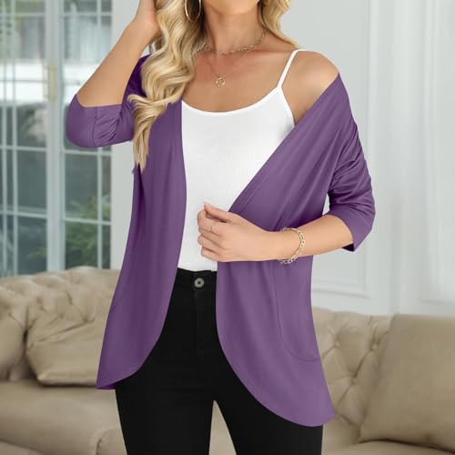 Short Sleeve Cardigans for Women Plus Size Comfy Casual Cardigan Lightweight Soft Open Front Tunic Clothes Top2