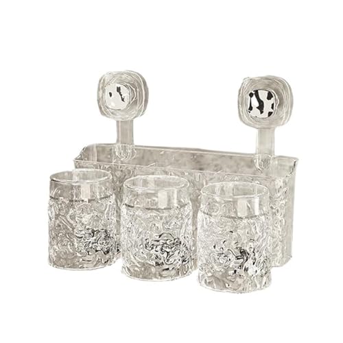 歯ブラシラック 4個 壁掛け式 パンチフリー バスルームライト 高級 歯カップ 歯磨き粉ホルダー(GRAY)