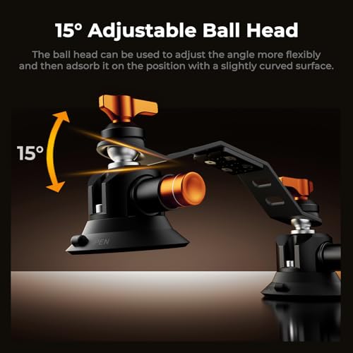 Image of K&F CONCEPT Triple Suction Cup Car Mount for Camera, Heavy Duty 3-in-1 Kit
