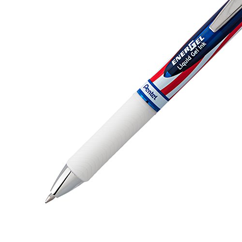 Pentel Gel Ink Pen, Retractable Energel Pen, (0.7Mm) Metal Tip, Medium Point, Flag Barrel, Black Ink, 12 Pens (Bl77Usa-A) #TOP3