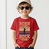 Born to Be A Rock Star Music Boys T-Shirt Kids Graphic Novelty Tee Retro Silhouette Guitar Design for Young Lovers Royal Blue 5-6Y #5