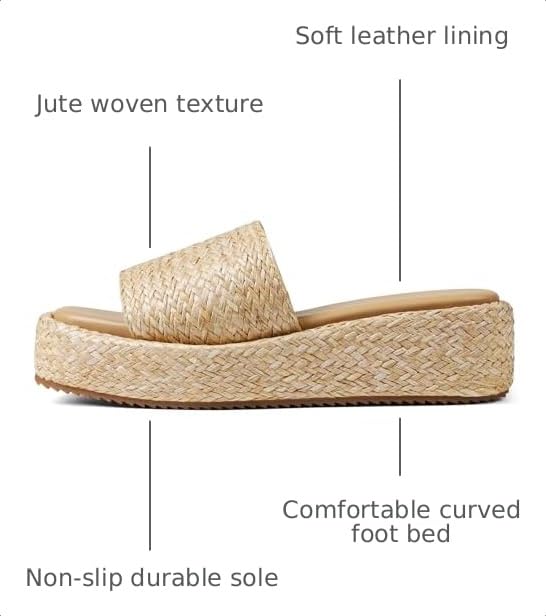 Image of EQAUDES Platform Sandals Women Slip on Espadrille Wedges Slides Bohemia Sandals Flatform Open Toe Beach Sandals