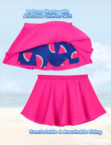 Image of Snowheart Girls Rash Guard Swimsuit Set Long Sleeve Bathing Suit Two Piece 3-12 Years