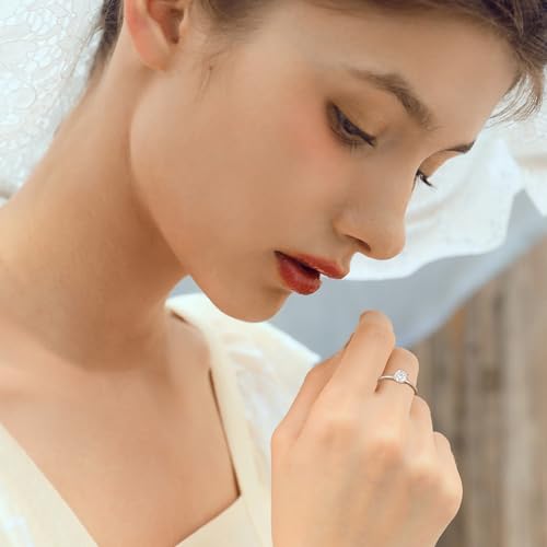 Moissanite Rings for Women - 1-3ct Round D Color VVS1 Clarity S925 Sterling Silver Lab Created Diamond Engagement Rings 4 Prong Knife Edge Moissanite Solitaire Rings for Women Wife Gifts4