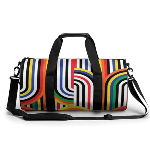 Sac de gym rayures colorées compact 45cm résolvant le manque de place